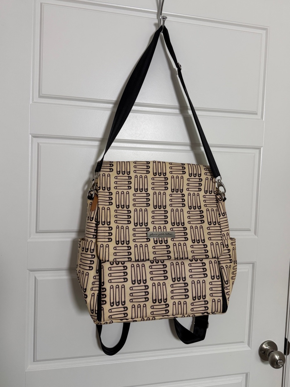Petunia Pickle Bottom Beige Patterned Convertible Baby Diaper Backpack Bag